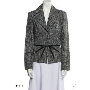 ESCADA Womens Blazer Jacket Wool Blend Black White Size 44 US 10